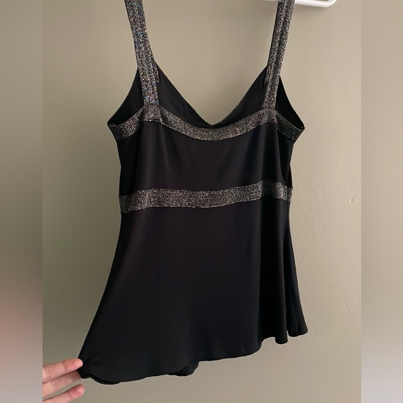 Marciano S black empire tank top shimmer trim v neck - Picture 3 of 7
